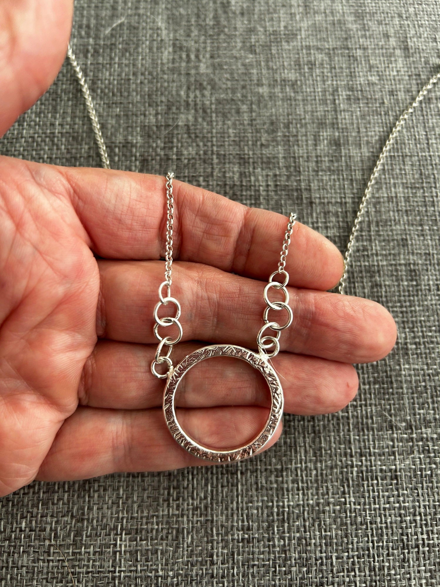 Elegant Handcrafted 925 Sterling Silver Circle Pendant