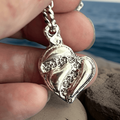 Heart Necklace with Flowers Design