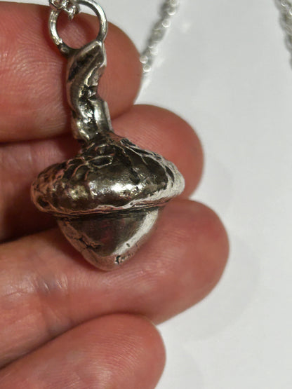 Silver Acorn Pendant Necklace | Handcrafted Jewelry