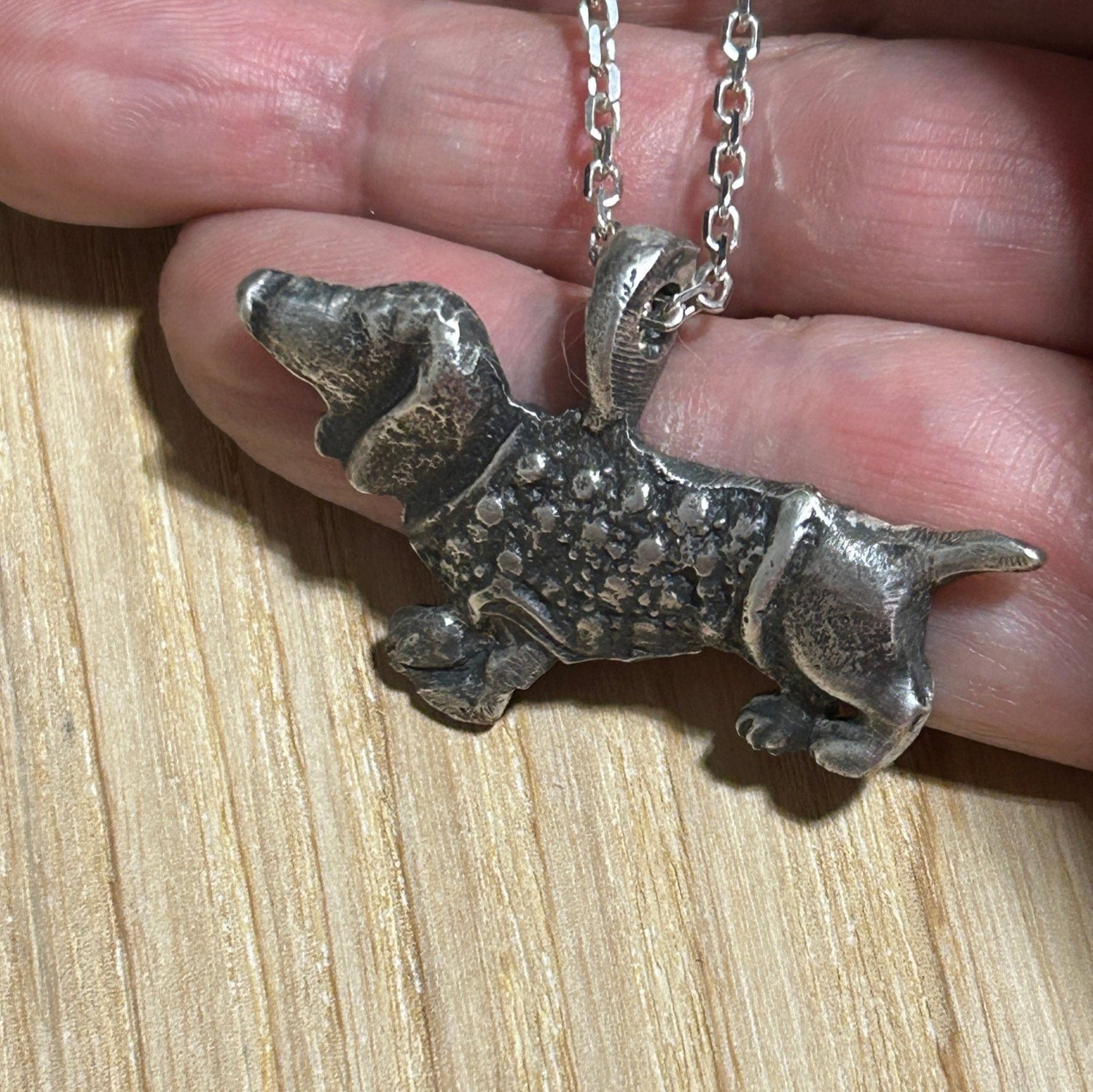 Dachshund dog, pet, necklace handmade in sterling silver