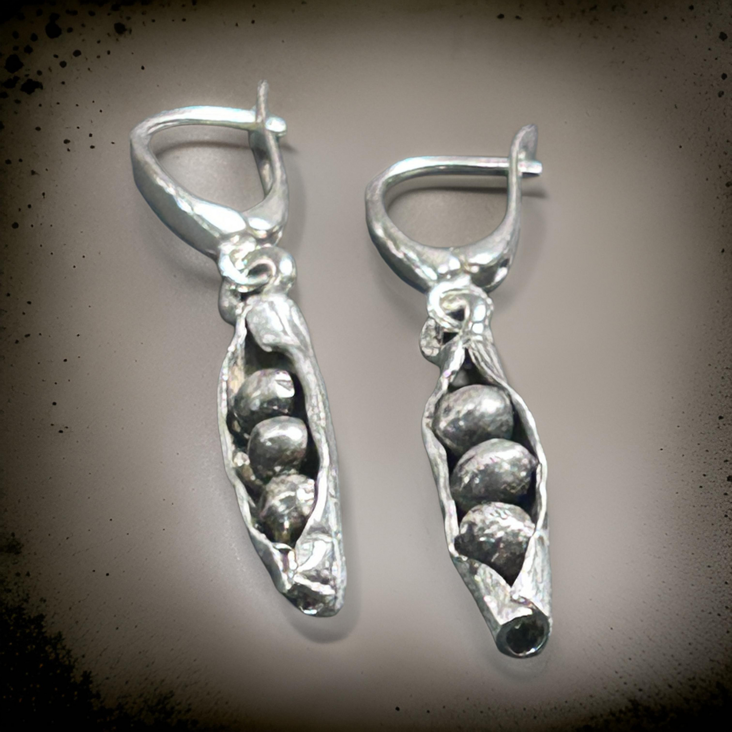 Handmade 925 sterling silver beans Nature-inspired earrings