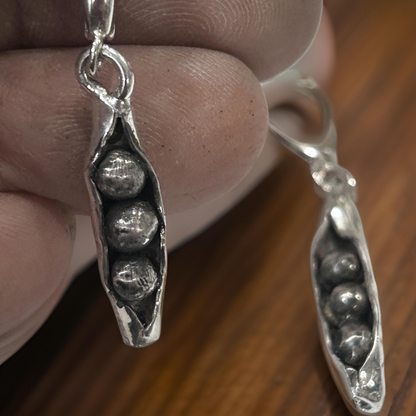 Handmade 925 sterling silver beans Nature-inspired earrings