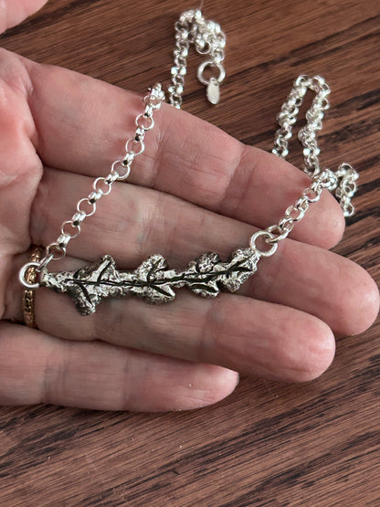 Silver Oak Branch Necklace