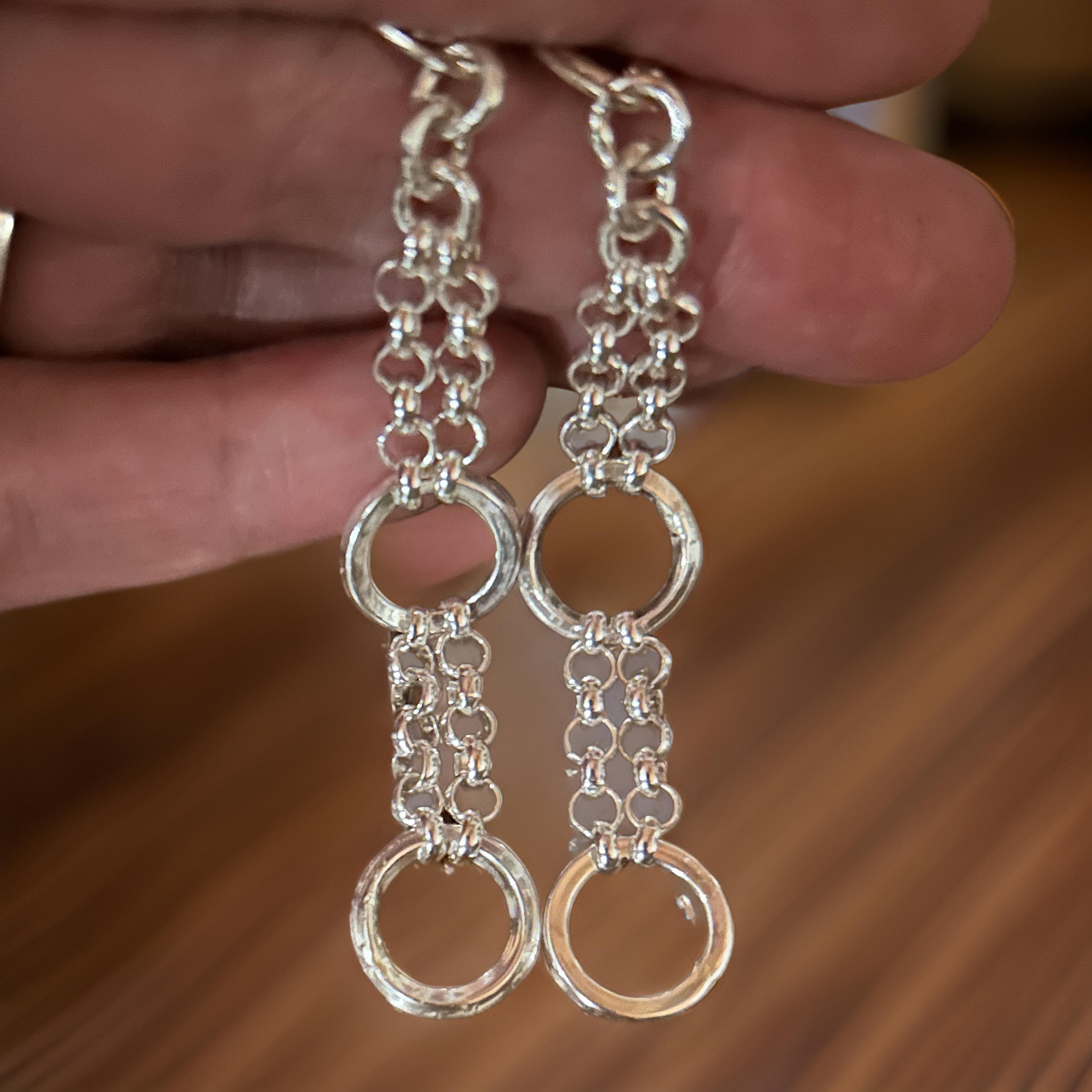 Adjustable Sterling Silver Circle Necklace &amp; Earrings – Bracelet Option – Custom Elegant Gift for Her