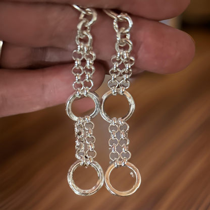 Adjustable Sterling Silver Circle Necklace &amp; Earrings – Bracelet Option – Custom Elegant Gift for Her