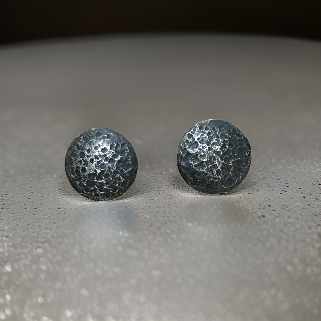 Sterling Silver Rustic Men’s Stud Earrings