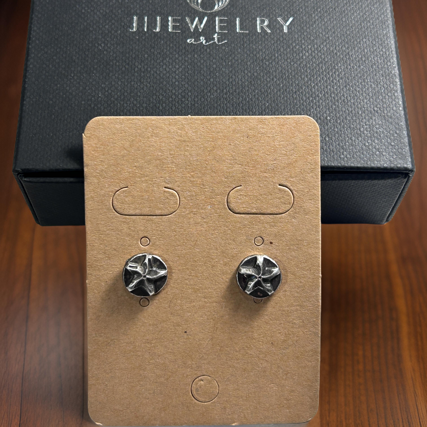 Silver Starburst Oxidized Earrings