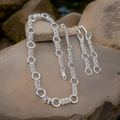 Adjustable Sterling Silver Circle Necklace &amp; Earrings – Bracelet Option – Custom Elegant Gift for Her