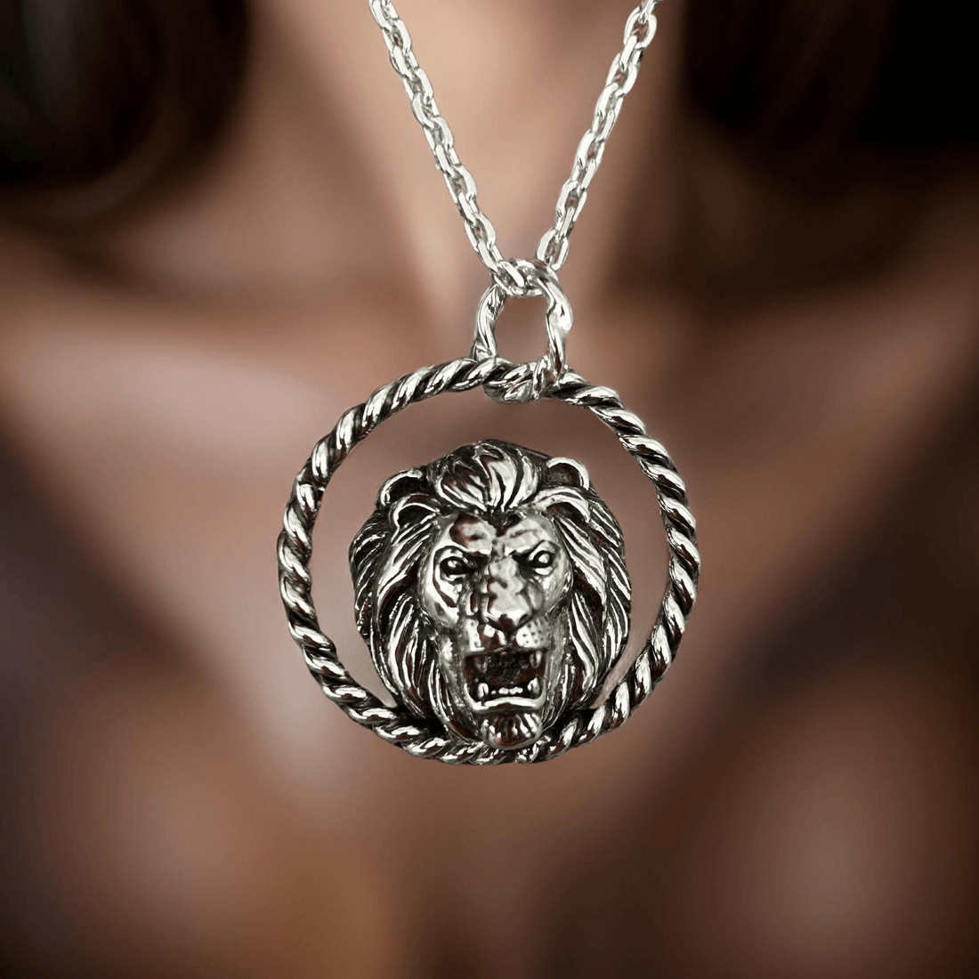 Silver Lion Pendant Fashioned in my JJewelryArt studio,