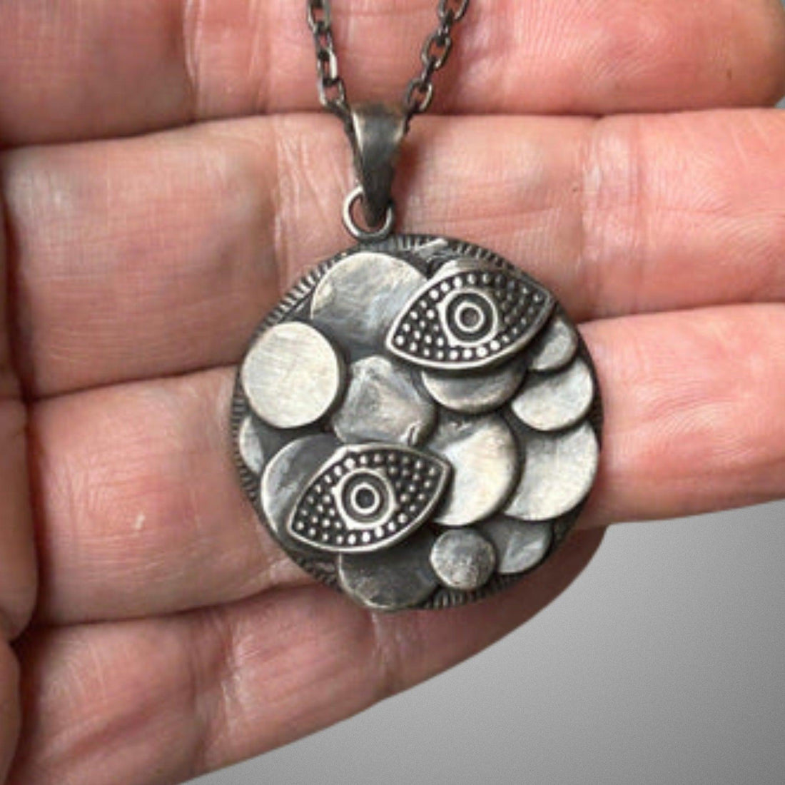 Inspirational Evil Eye Necklace / Handmade in 925 Sterling Silver