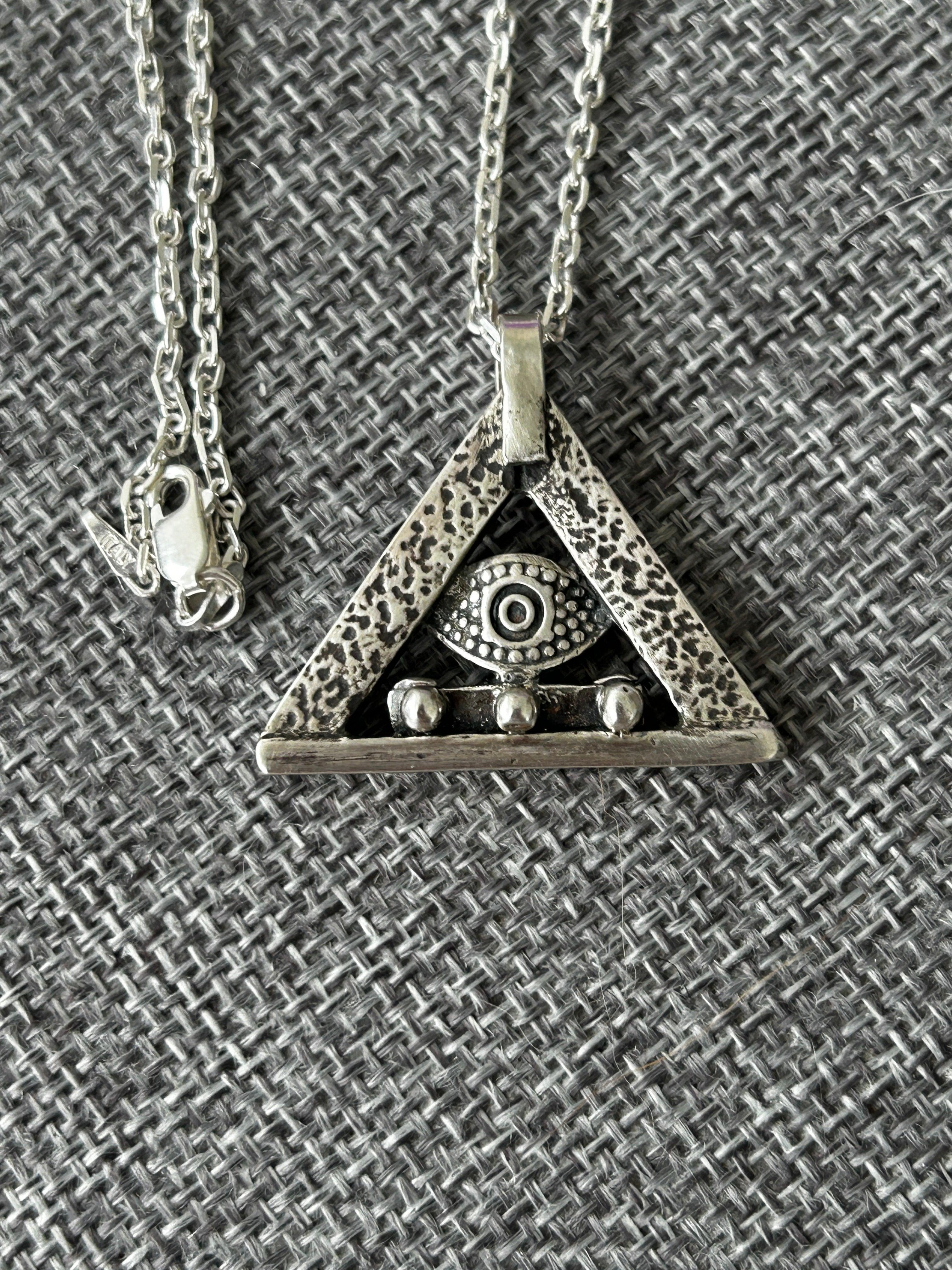 Egyptian Necklace Sterling Silver Evil Eye