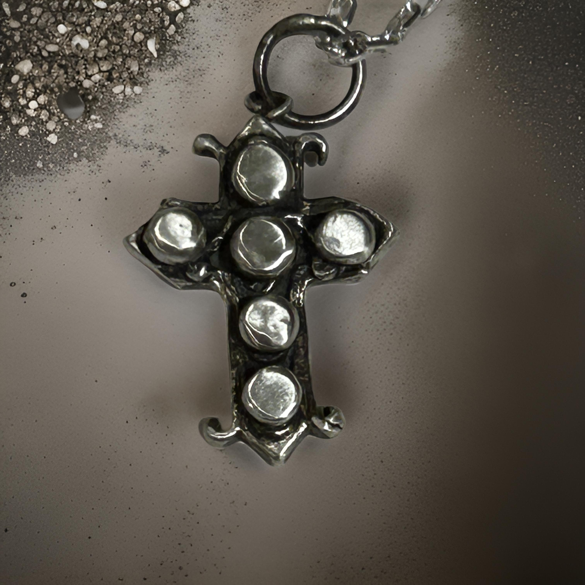 Gothic Cross Necklace Handmade in Sterling Silver 