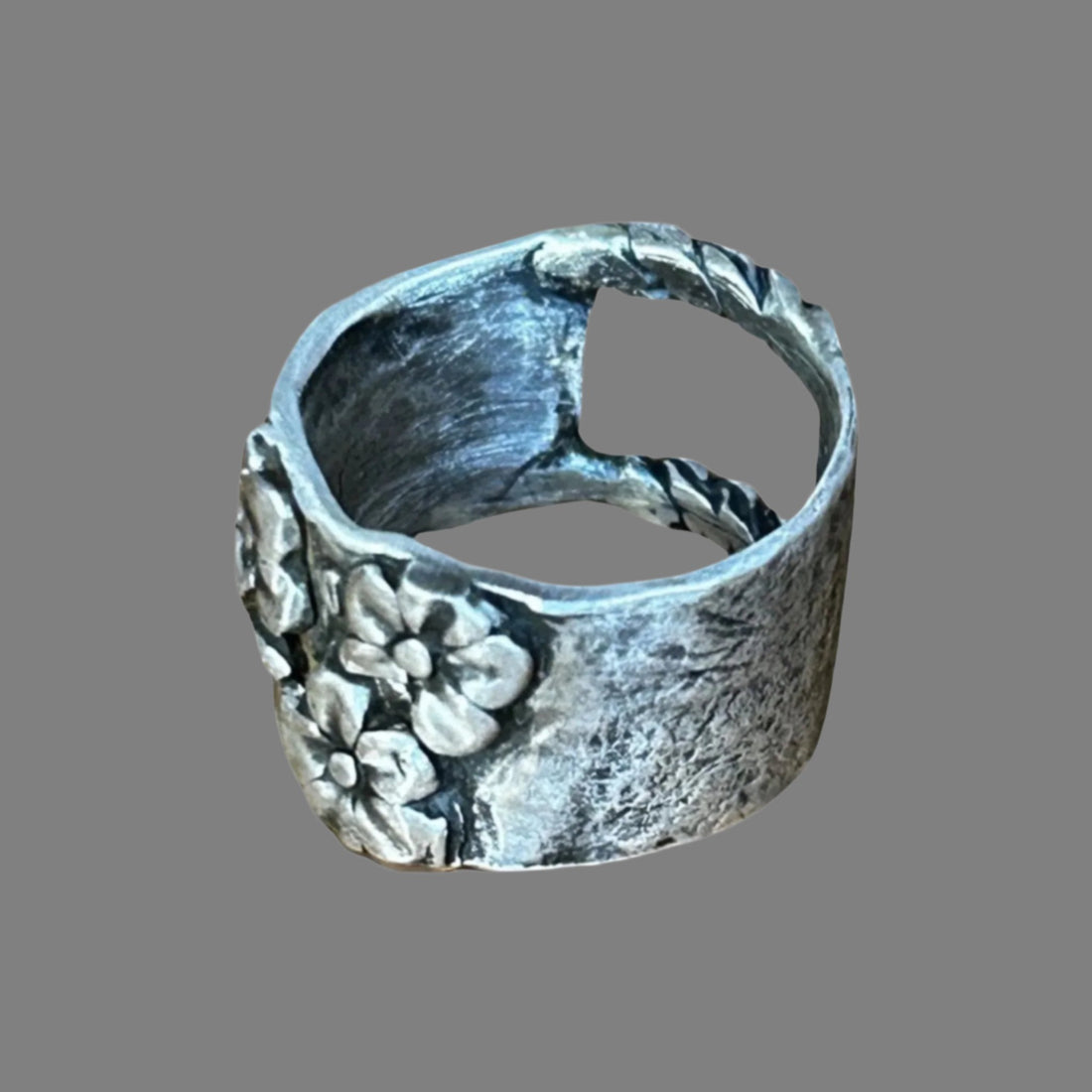 Floral Band Ring - Handcrafted Silver Ring | JJewelryArt 