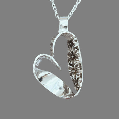 Heart with Flowers Necklace - Flower Pendant | JJewelryArt