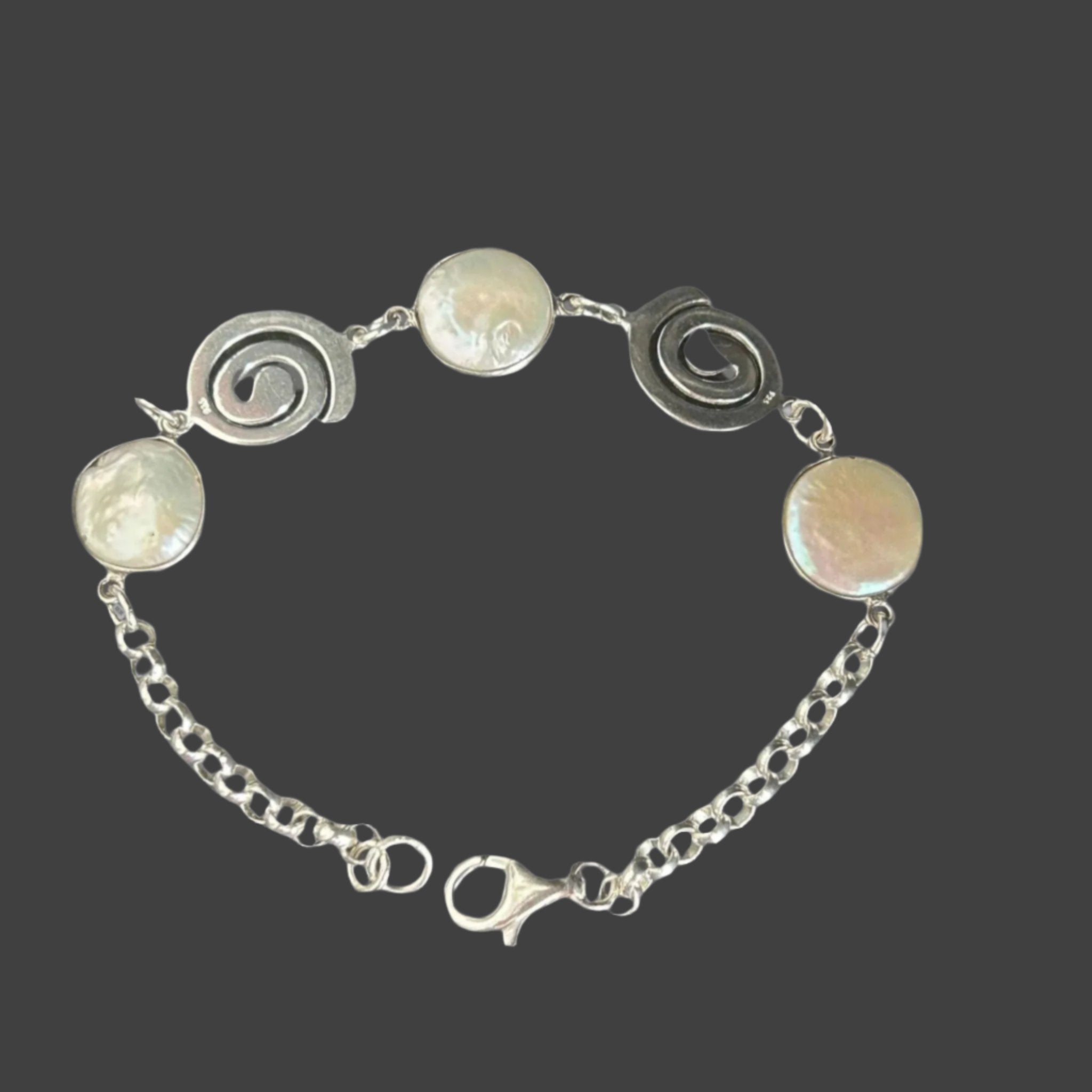 Silver Link Bracelet - Mother of Pearl Bracelet | JJewelryArt