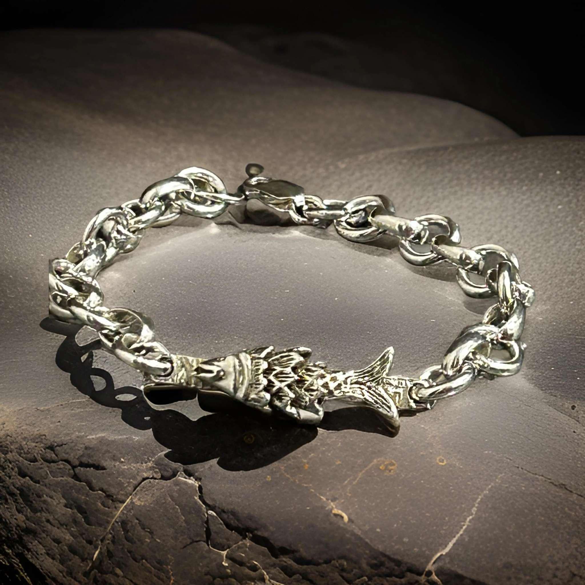 Sterling Silver Fish Charm Bracelet – Handmade Ocean Lover Jewelry (8 inches)