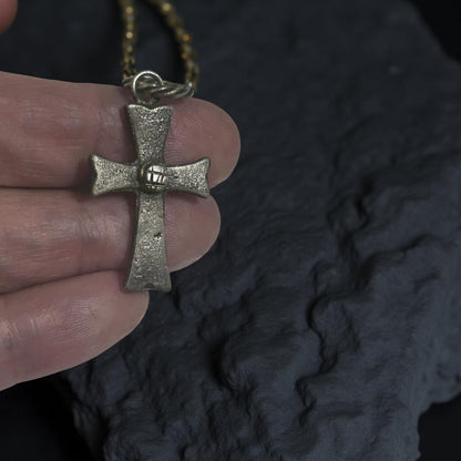 Sterling Silver Cross Pendant – Rustic Gothic Cross Textured Oxidized Jewelry