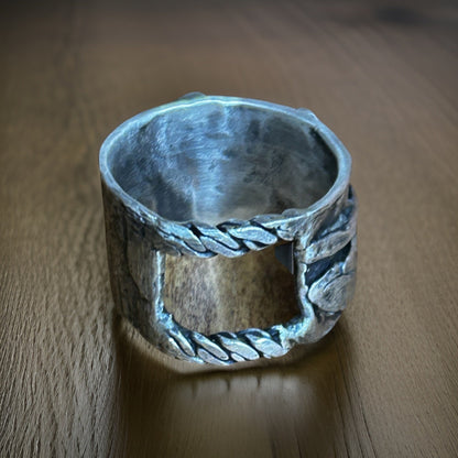 Handcrafted Floral Silver Ring - Oxidized Sterling Silver Unique Band Ring