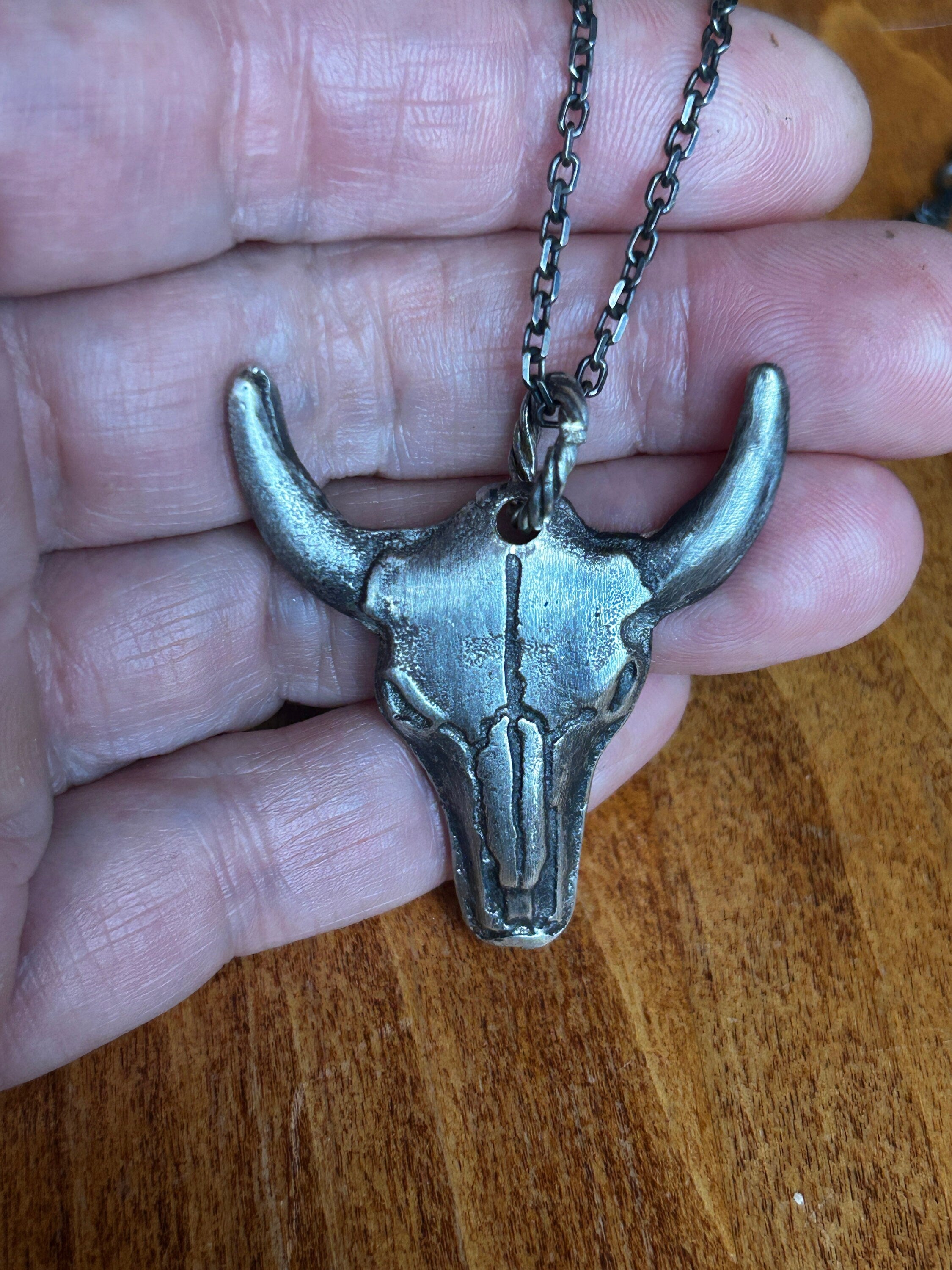 Men’s Pendant Bull Necklace Handmade in sterling silver Gift for Him