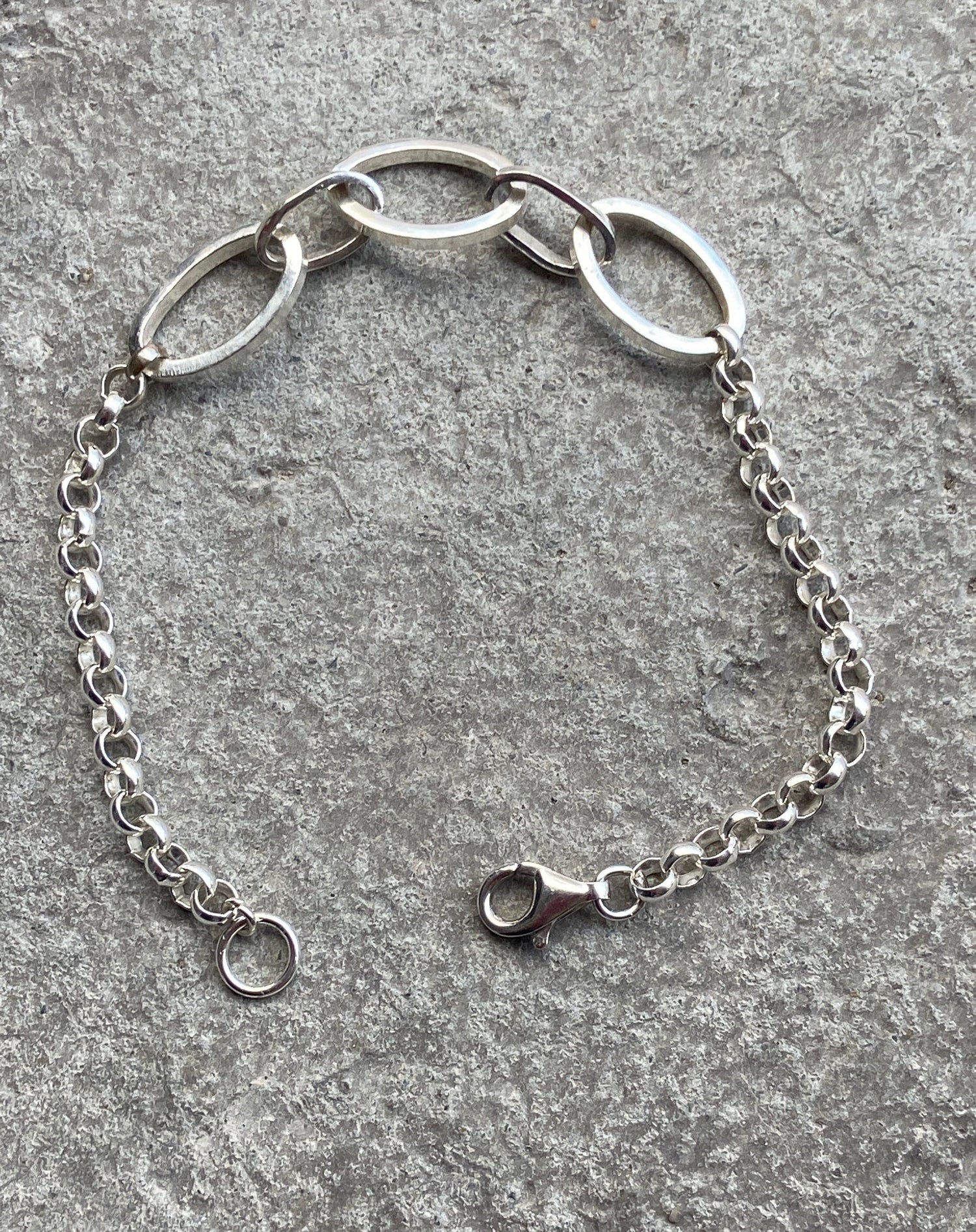 Sterling Silver Oval Link Bracelet, 7.5 Inch Women’s Silver Chain Bracelet, 925 Silver/999 silver Jewelry