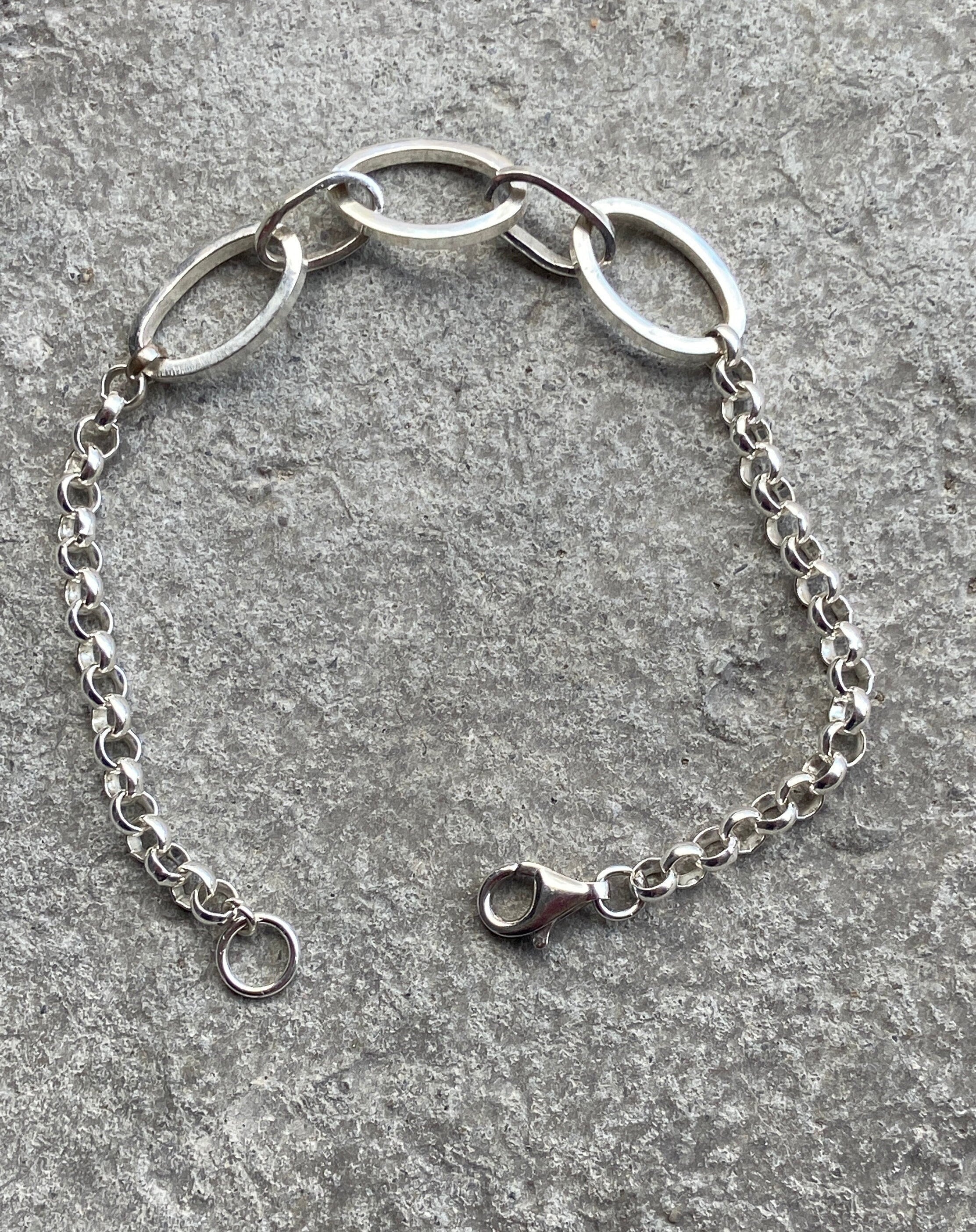 Sterling Silver Oval Link Bracelet, 7.5 Inch Women’s Silver Chain Bracelet, 925 Silver/999 silver Jewelry