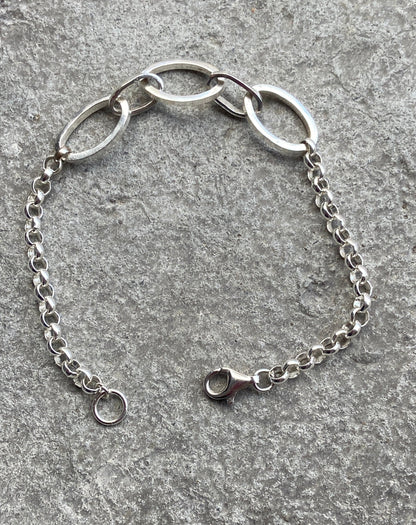 Sterling Silver Oval Link Bracelet, 7.5 Inch Women’s Silver Chain Bracelet, 925 Silver/999 silver Jewelry