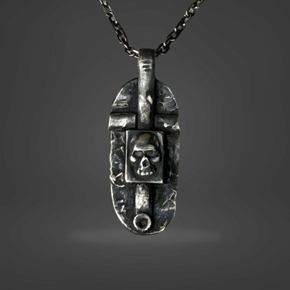 Mens Skull Cross Necklace Handmade in Sterling Silver Mens Jewelry