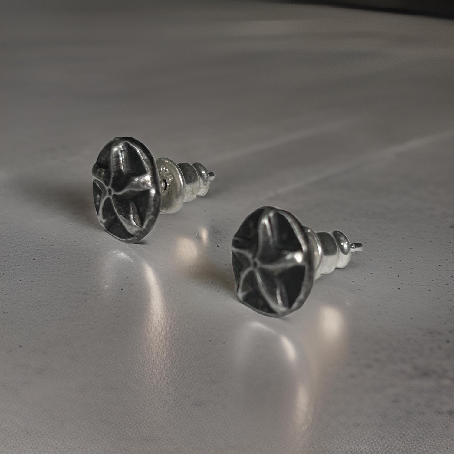 925 Sterling Silver Starburst Oxidized Earrings for Men