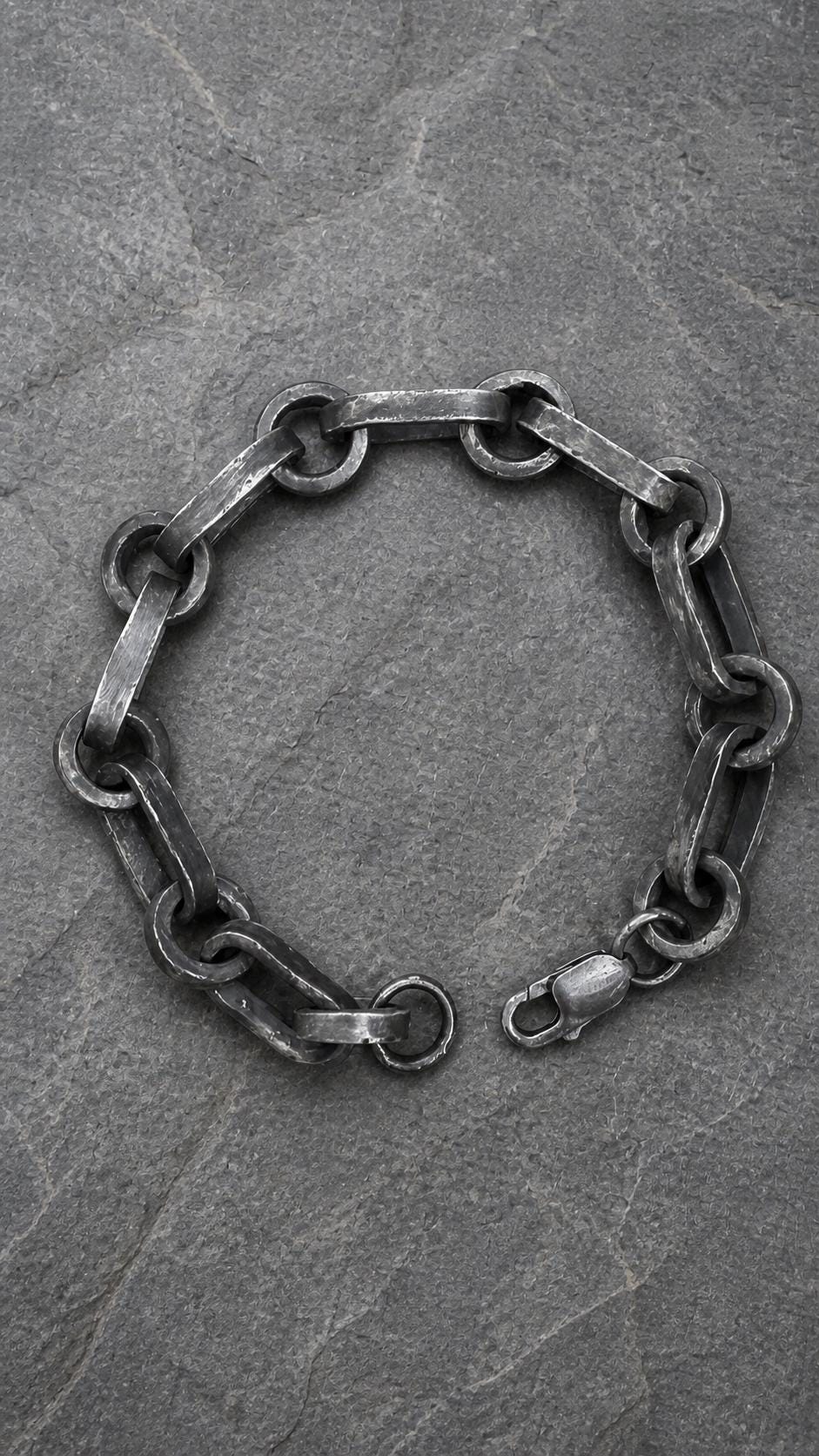 Handmade Sterling Silver Chain Bracelet | Oxidized Rustic Industrial Men’s Jewelry