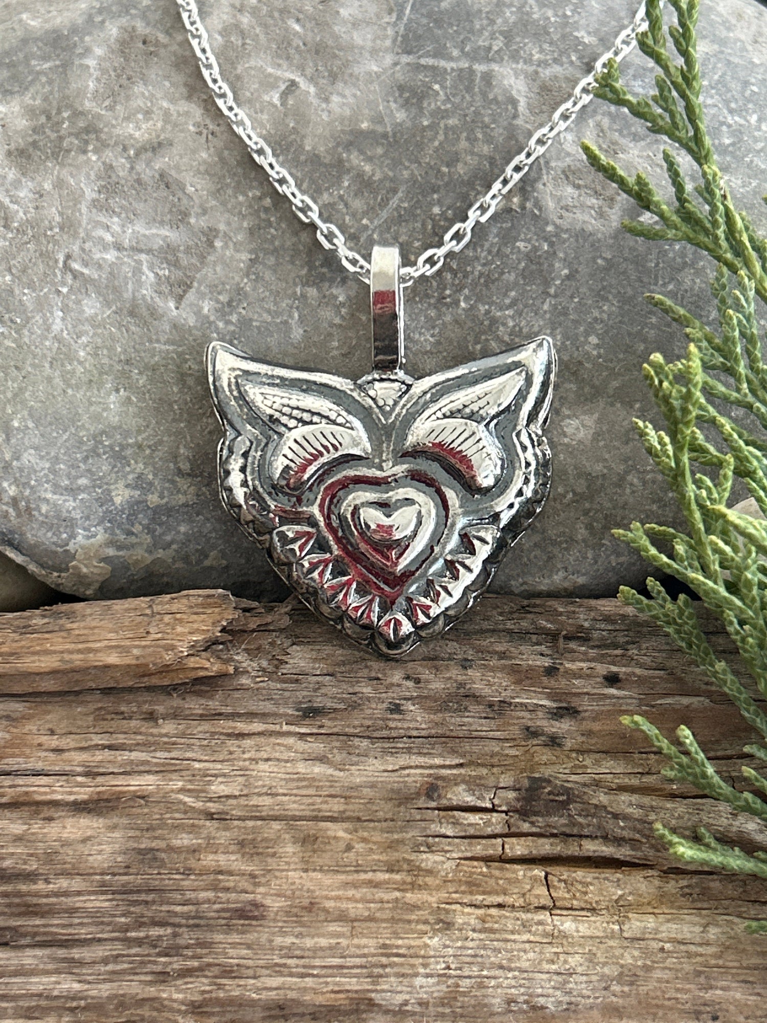 Handmade Silver Fox Pendant, Woodland Animal Jewelry