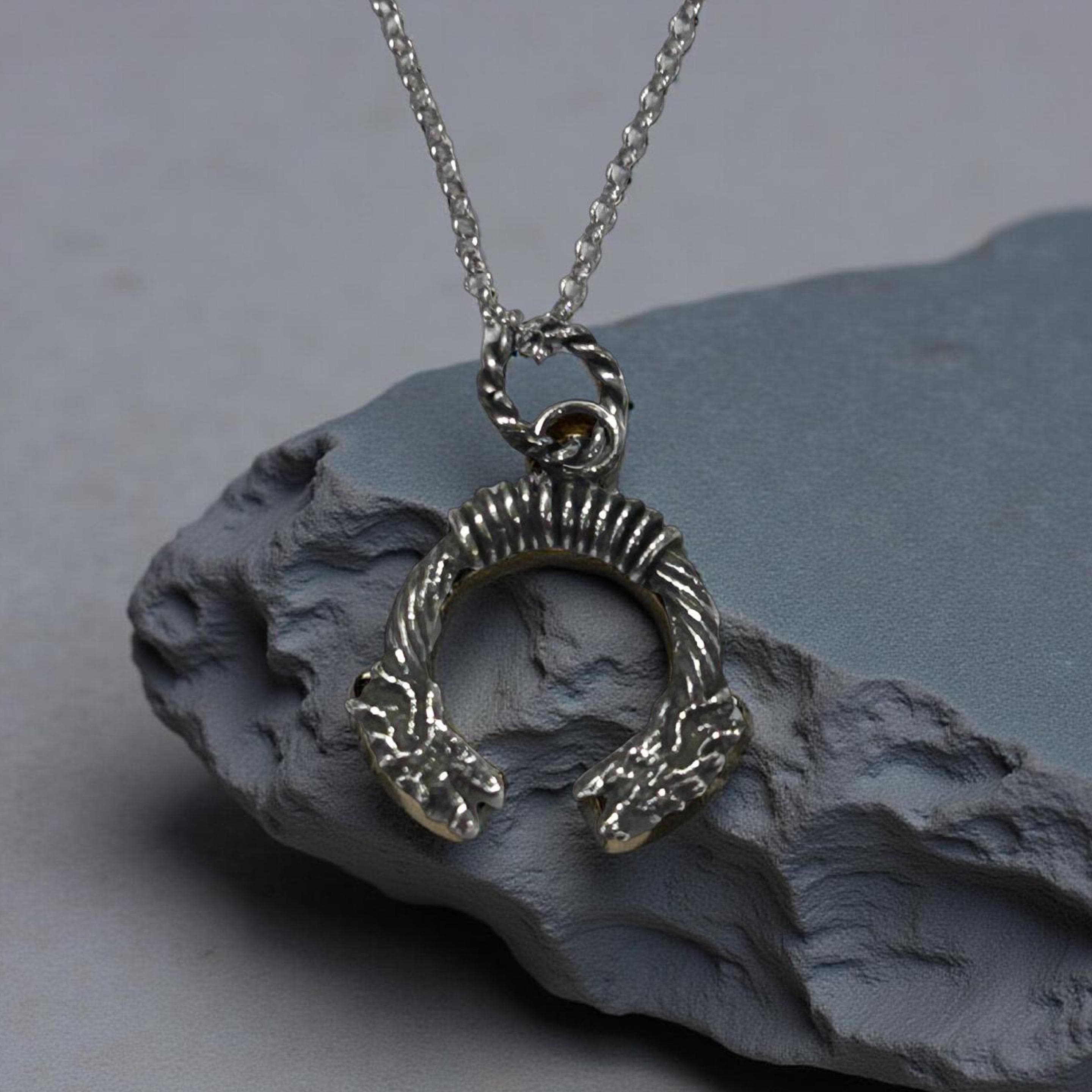 Handmade Sterling Silver Dragon Pendant – Viking Wolf Necklace for Men – Oxidized Nordic Amulet