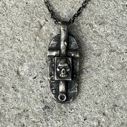 Mens Skull Cross Necklace Handmade in Sterling Silver Mens Jewelry