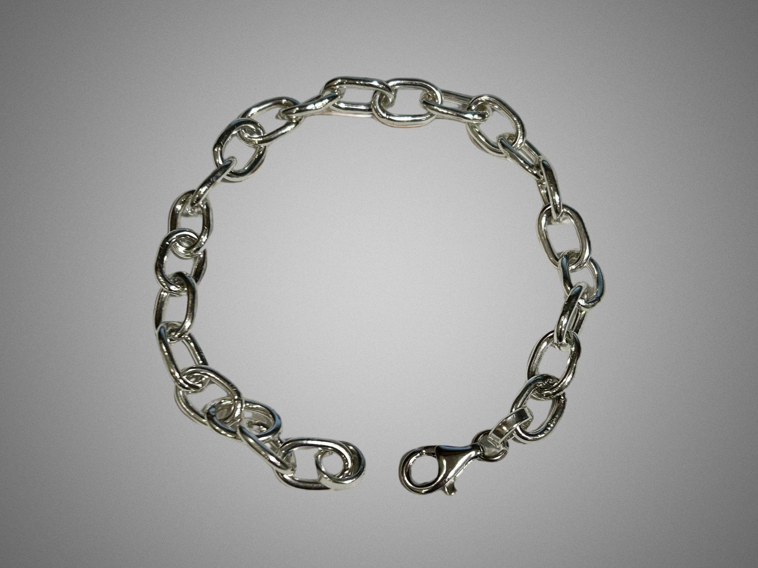 Handmade Sterling Silver Chunky Oval Link Chain Bracelet – 8 Inch Solid Silver