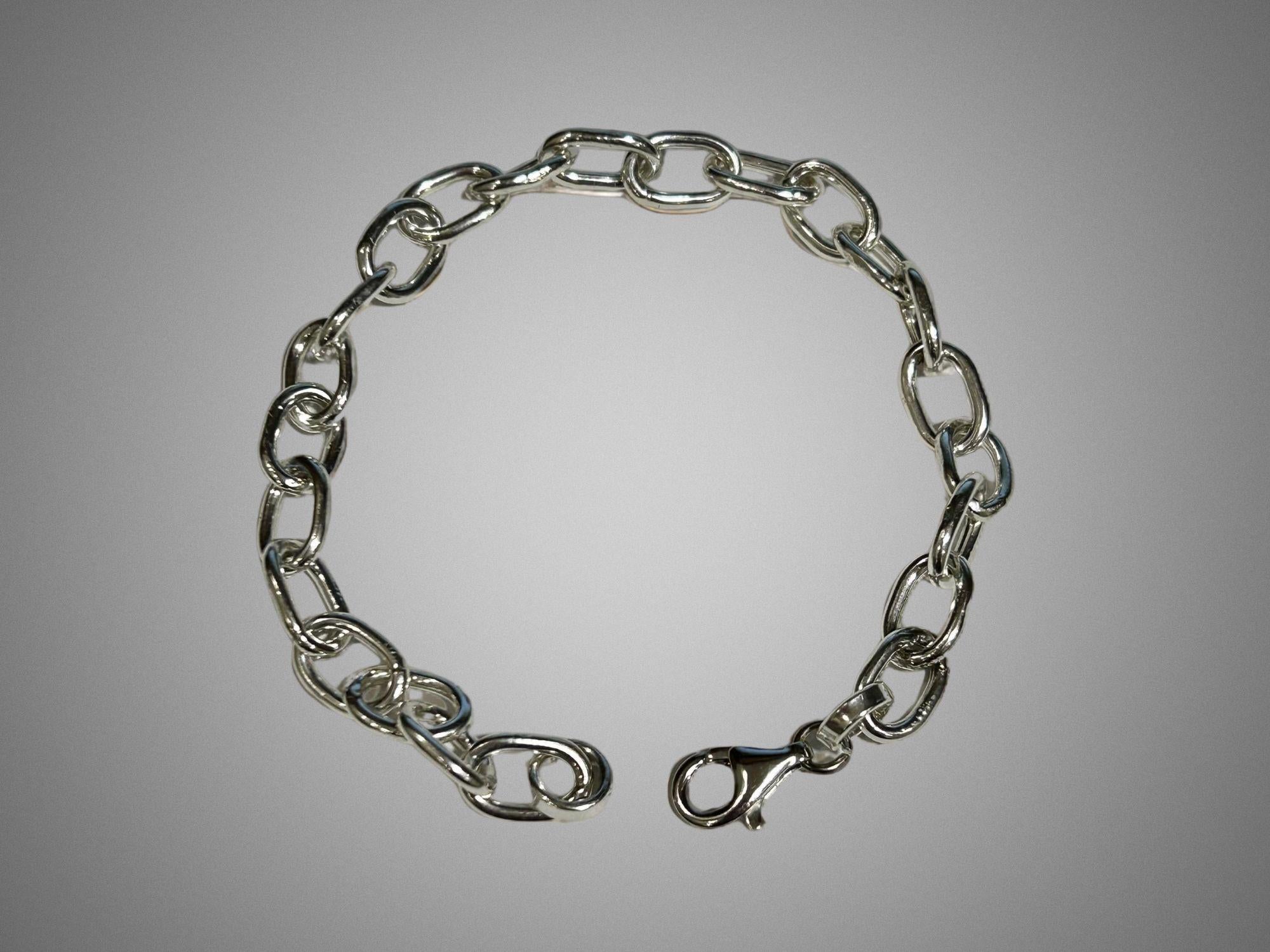 Handmade Sterling Silver Chunky Oval Link Chain Bracelet – 8 Inch Solid Silver