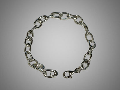 Handmade Sterling Silver Chunky Oval Link Chain Bracelet – 8 Inch Solid Silver