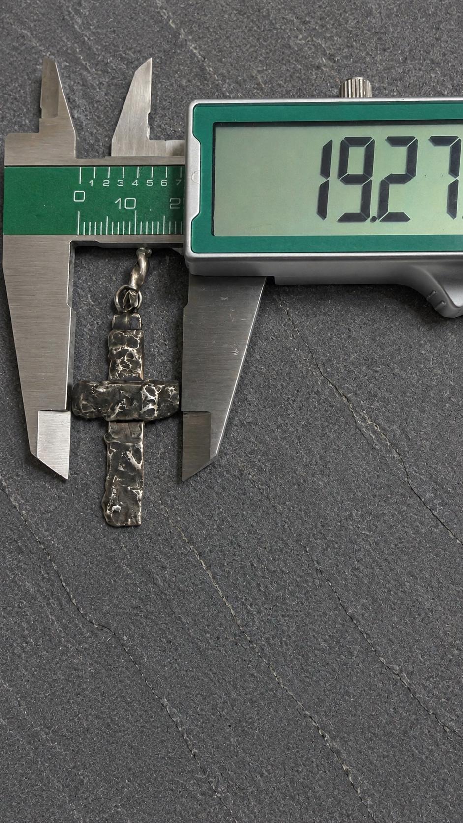 Handmade Sterling Silver Rustic Cross Pendant, Oxidized Artisan Christian Jewelry