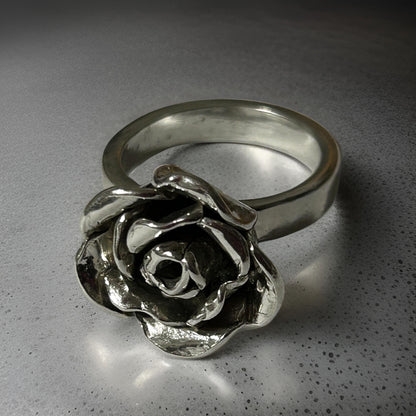Solid Silver Rose Ring - Handmade Rose - Statement Rings - Unique Jewelry