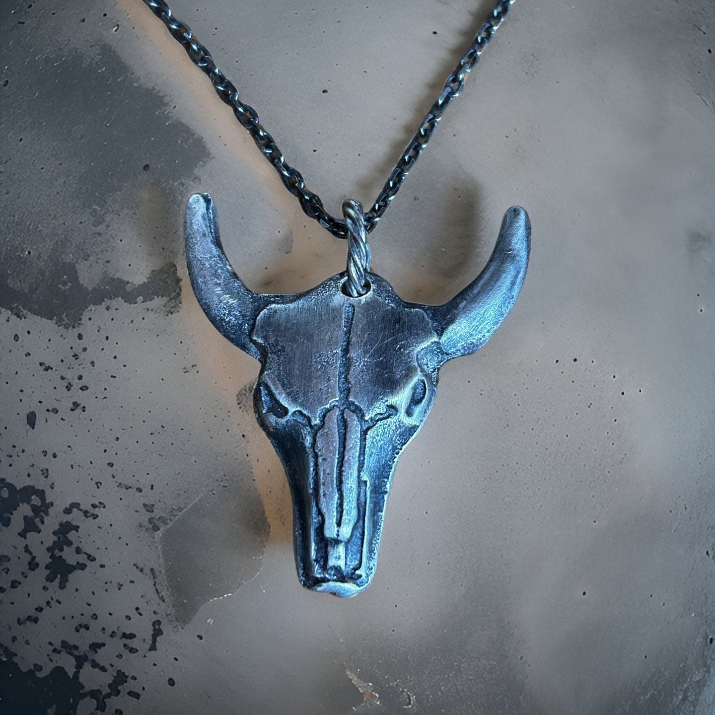 Men’s Pendant Bull Necklace Handmade in sterling silver Gift for Him