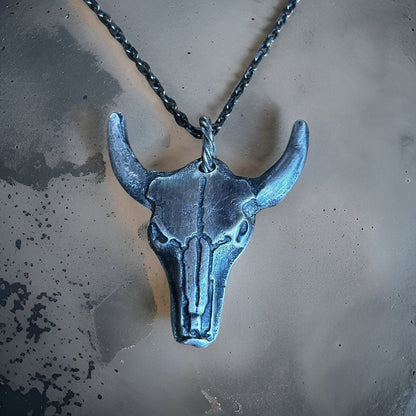 Men’s Pendant Bull Necklace Handmade in sterling silver Gift for Him
