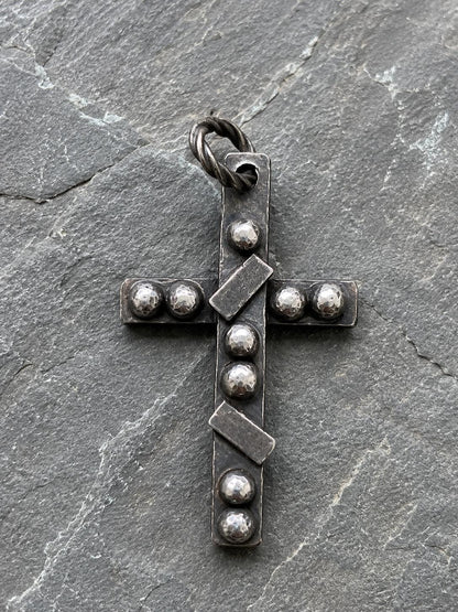 Handmade Sterling Silver Cross Pendant, Men’s Rustic Cross Necklace, Oxidized Silver Artisan Pendant, Unique Christian Jewelry Gift