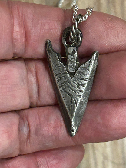 Mens Necklace Arrowhead Pendant made of Sterling Silver