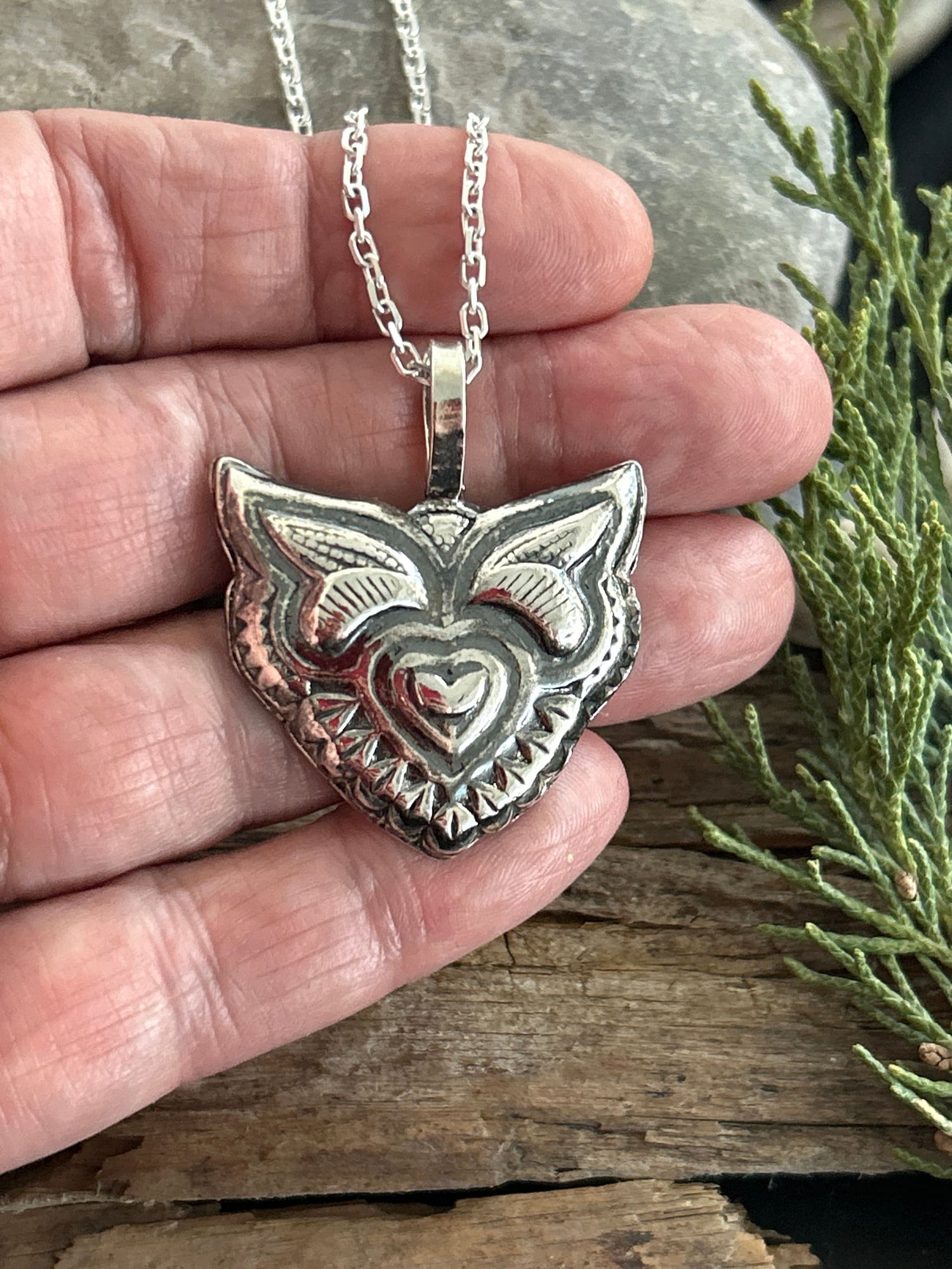 Handmade Silver Fox Pendant, Woodland Animal Jewelry