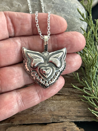 Handmade Silver Fox Pendant, Woodland Animal Jewelry