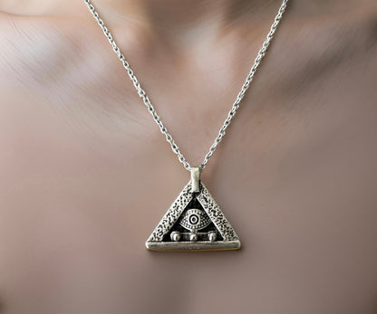Egyptian Evil Eye pendant Sterling silver Handcrafted Necklace