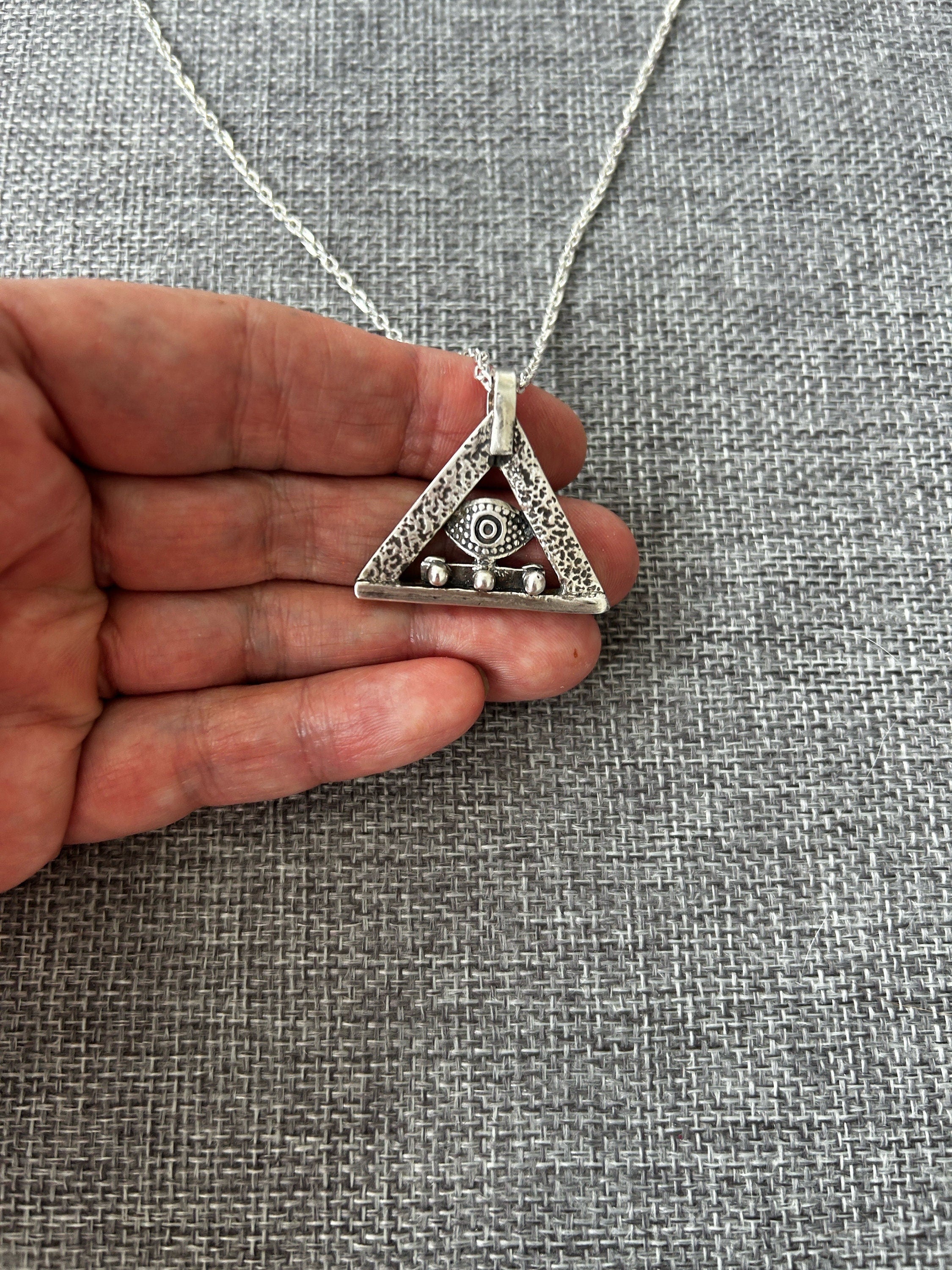 Egyptian Evil Eye pendant Sterling silver Handcrafted Necklace