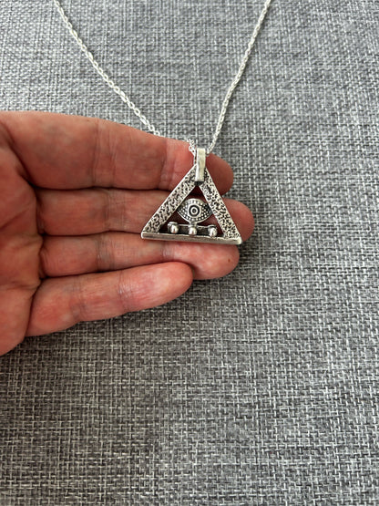 Egyptian Evil Eye pendant Sterling silver Handcrafted Necklace