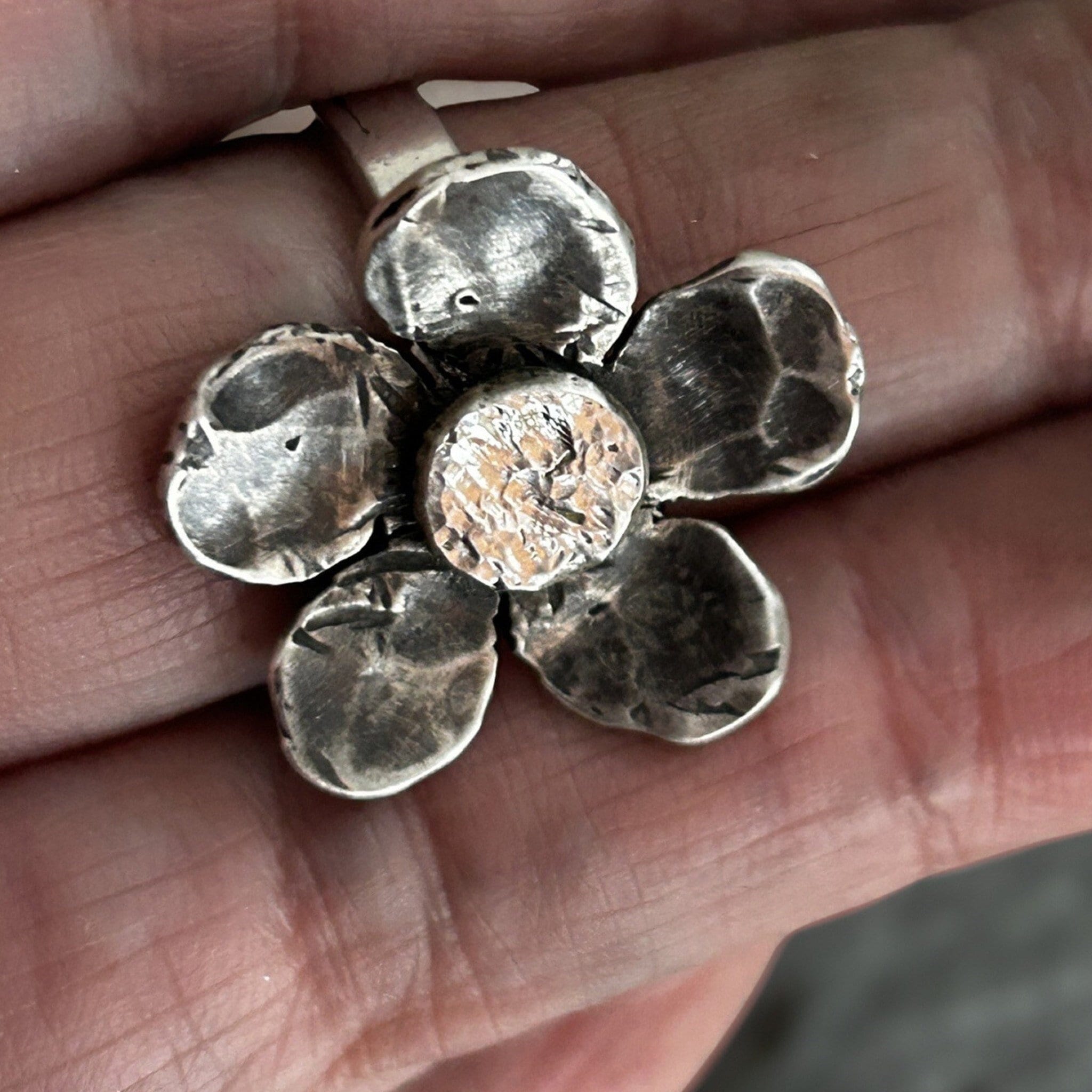 925 Silver Flower Ring, Handcrafted Unique Ring Floral Jewelry