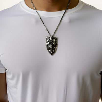 Mens Pendant Handmade Oxidized Pendant in Sterling Silver