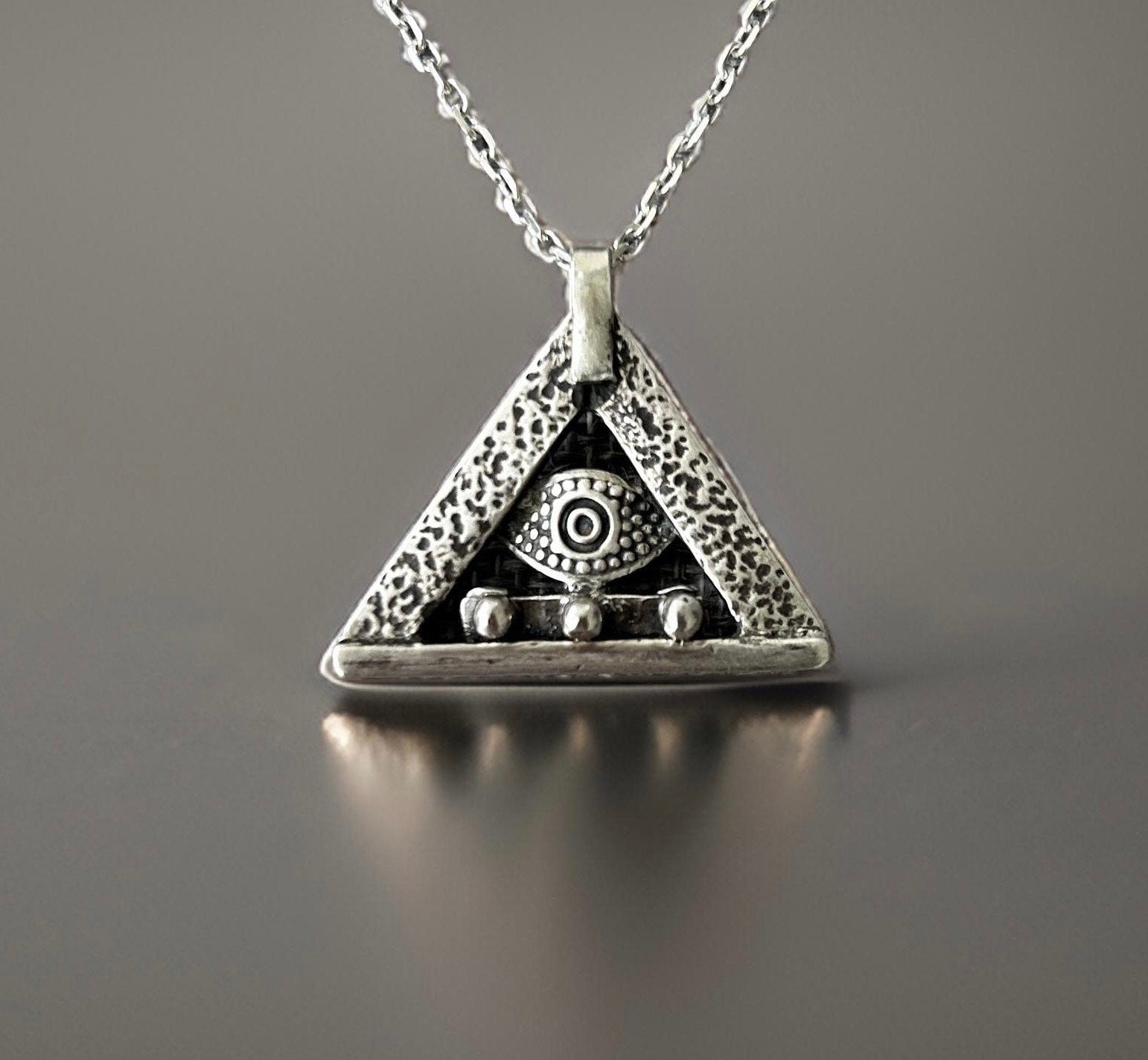 Egyptian Evil Eye pendant Sterling silver Handcrafted Necklace