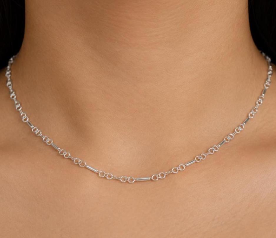 Hand-Twisted Sterling Silver Chain Necklace – 18-Inch Artisan 925 Links